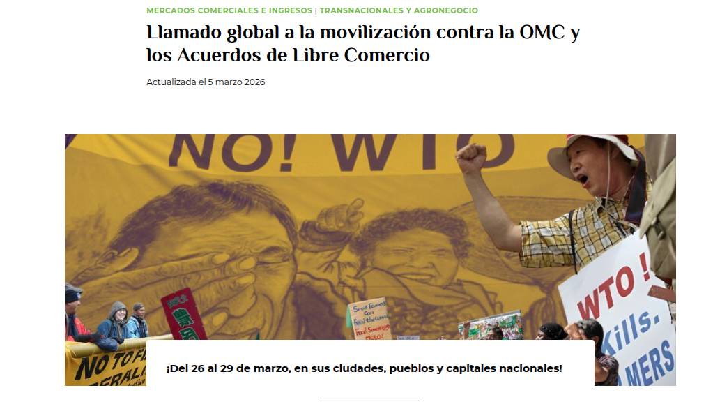 LLAMADO GLOBAL CONTRA LA OMC Y EL LIBRE COMERCIO