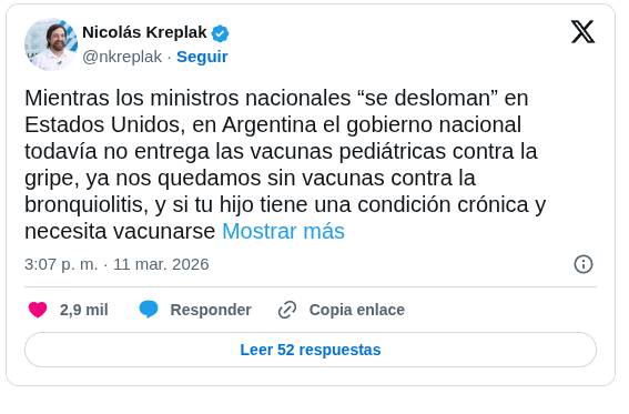 KREPLAK DESNUDA LA CRISIS SANITARIA: VACUNAS FALTANTES Y MINISTROS DE GIRA