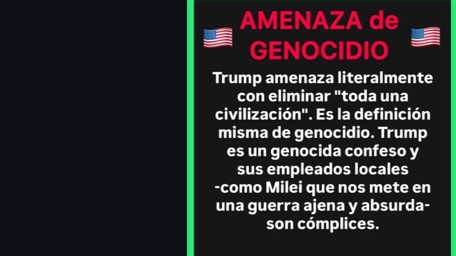 TRUMP Y SUS AMENAZAS GENOCIDAS CONTRA IRÁN