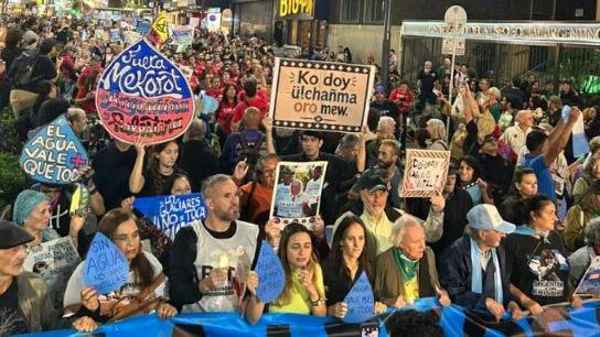 ABUCHEOS, ANTORCHAS Y AGUA: LA FERIA DEL LIBRO ARRANCÓ AL ROJO VIVO CONTRA LA REFORMA DE GLACIARES