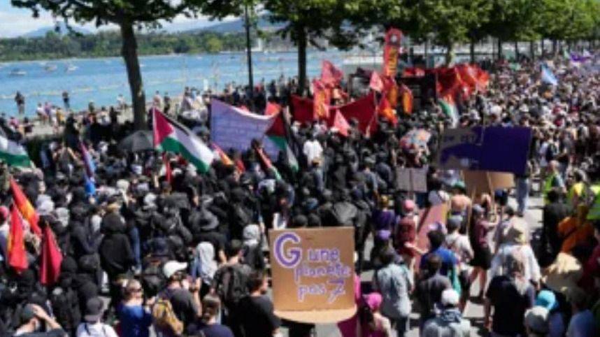 SUIZA APLICA PROTOCOLOS ILEGALES CONTRA LES MANIFESTANTES "NO AL G7"