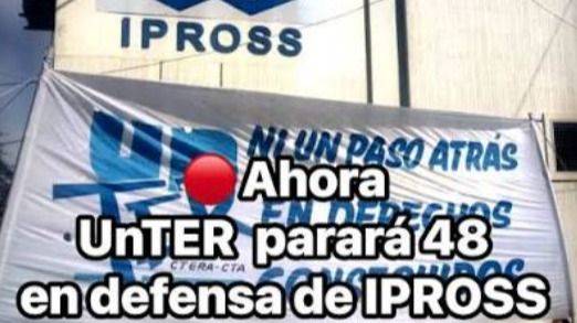 DOCENTES RIONEGRINOS: PARO DE 48 HORAS CUANDO LA LEGISLATURA DEBATA LA LEY DEL IPROSS